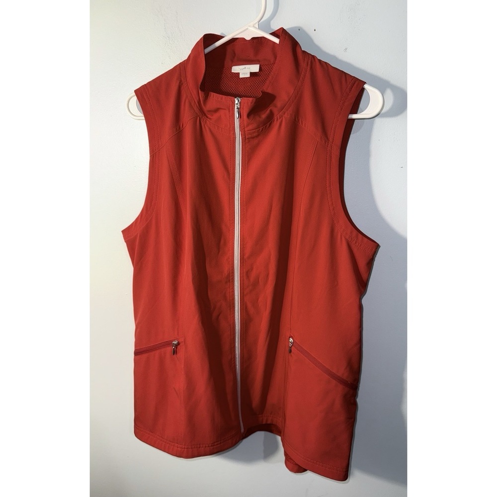 J.JILL Fit Women's Vest Red Full Zip Active Pockets Athletic Wear Size L